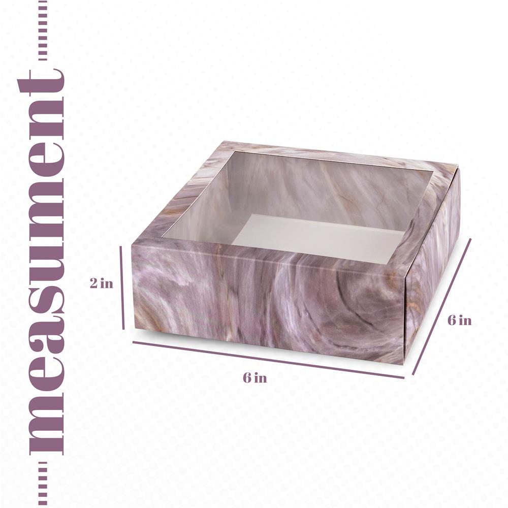 Clear Window Gift Boxes Square Pink 6" X 6" X 2" 6 Pack